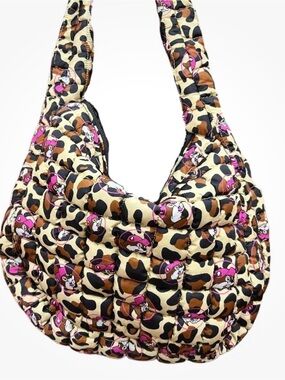 Buc-ee’s Quilted Leopard Print Hobo Bag with Pink Accent